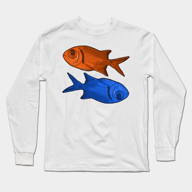 Fish Orange Blue Long Sleeve T-Shirt by Colin-Bentham